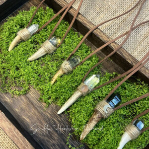 Natural Crystal Raw Stone Shining Quartz Antler - shaped Necklace